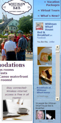 Whitman Wharf House's Facebook feed Part of web page showing Facebook Like Box